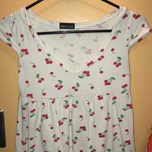 Wet seal short sleeve hooded shirt with cherries